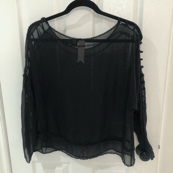 BIRD BY JUICY COUTURE Sheer Beaded Cut Out Blouse - Picture 2 of 6